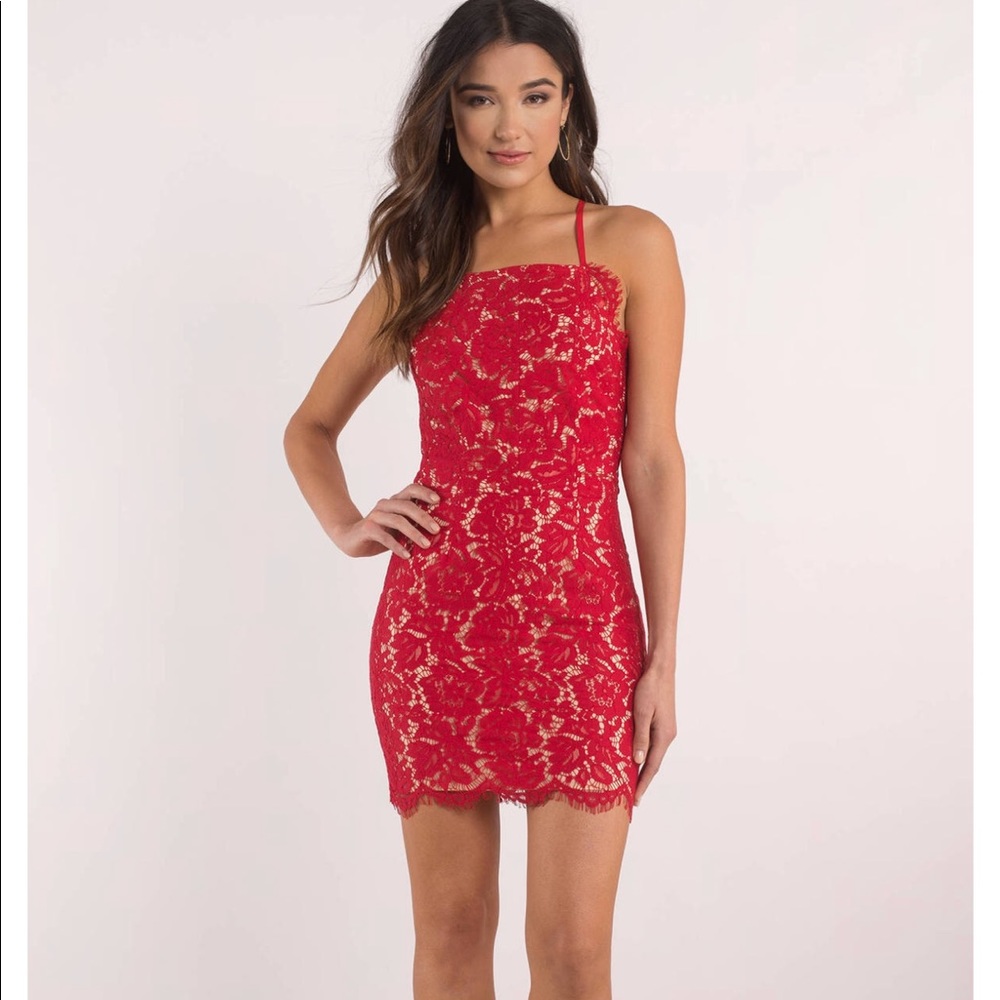 Red Lace Bodycon Dress